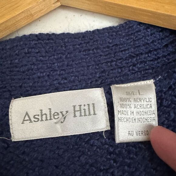 Ashley Hill Women’s Blue Button Up Sweater Vest Size Large 100% Acrylic - Picture 6 of 9